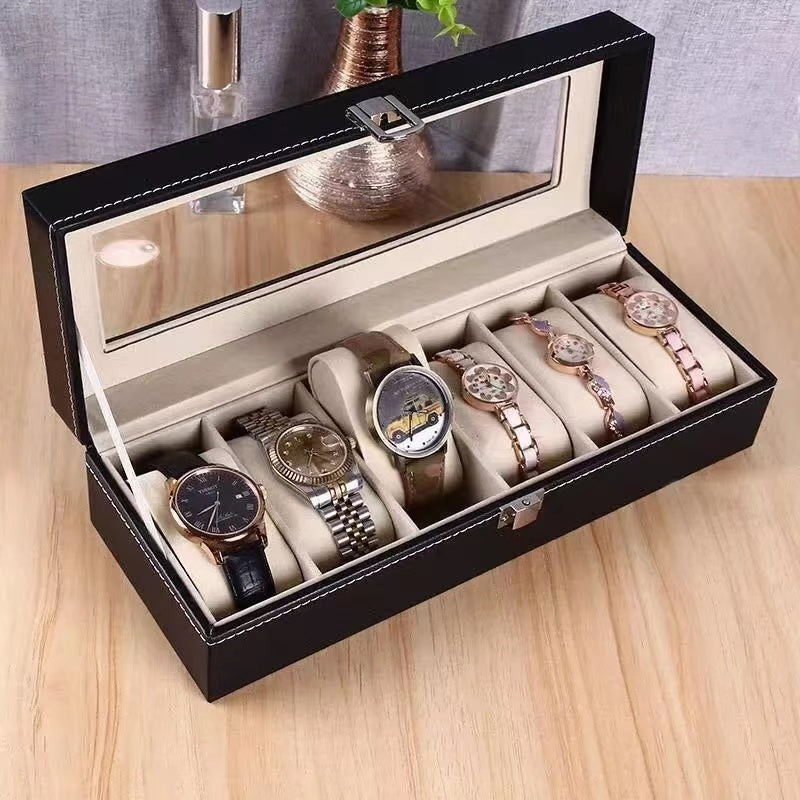 6 Slots Jewelry Box And Watch Storage Box Finished With Leather