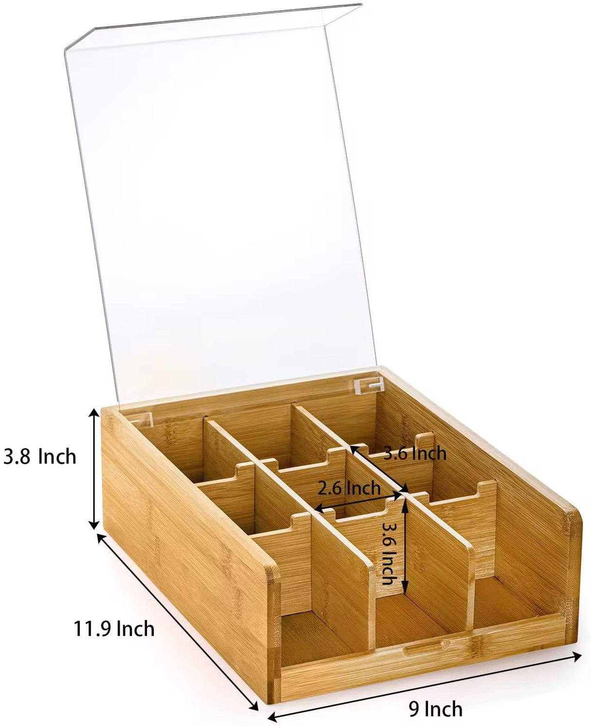 bamboo teabag organizer 6 slot