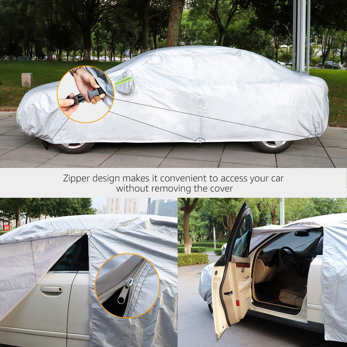 Car Cover Waterproof All Weather. See Vehicle Size-Chart for Accurate Fit.With door zipper