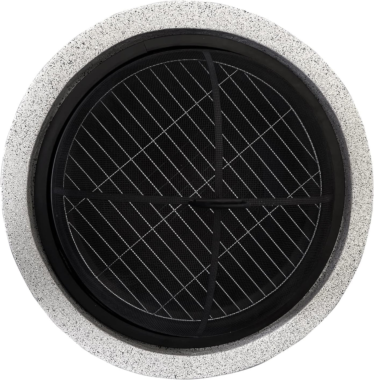 Home Round Steel Outdoor Fire Pit Outside Wood Burning Firepit Bonfire with Spark Screen, Firebowl, Poker, Stainless Steel Rack, Charcoal Grill for Patio Garden Backyard BBQ,