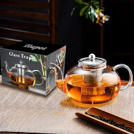 High Borosilicate glass tea/Coffee pot with stainless steel glass filter infuser