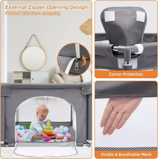 Large Baby Playpen with Anti-Collision Foam