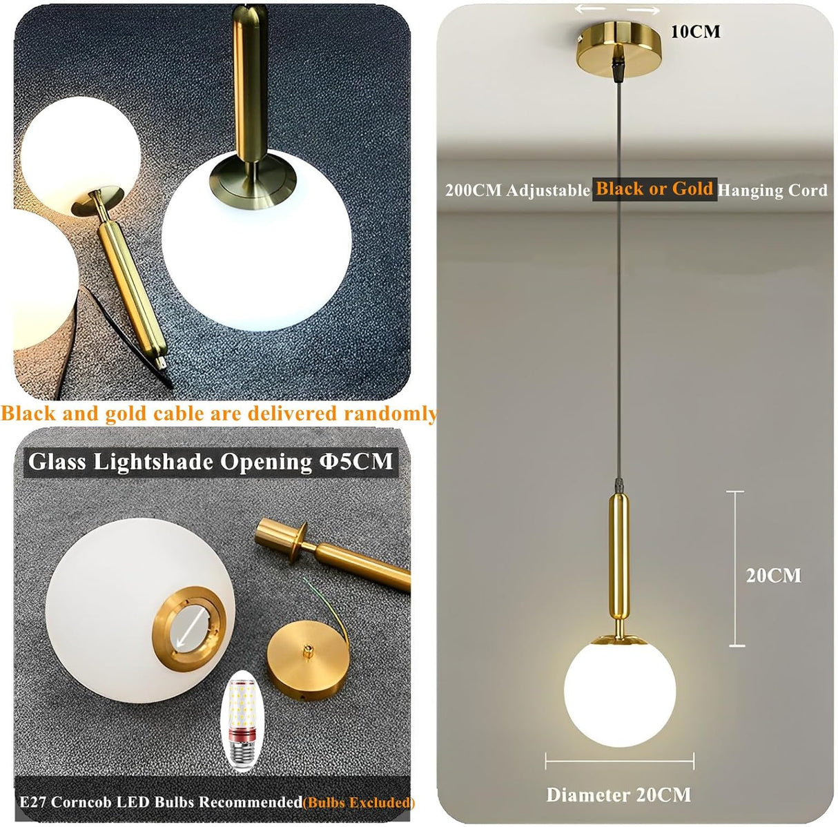 Modern Gold Globe Pendant Light