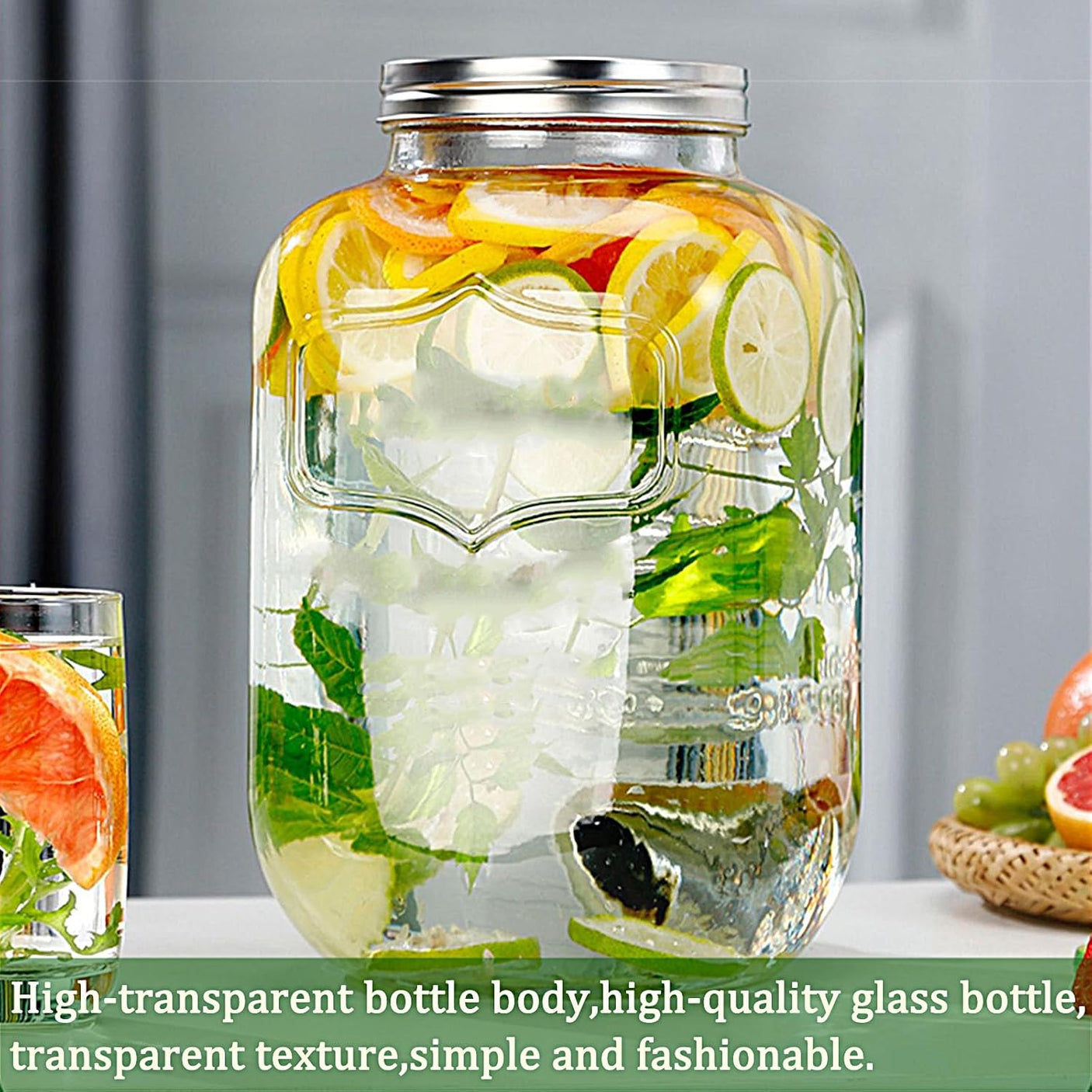 Modern Infusion Glass Dispenser with Metal Frame – 8L Capacity