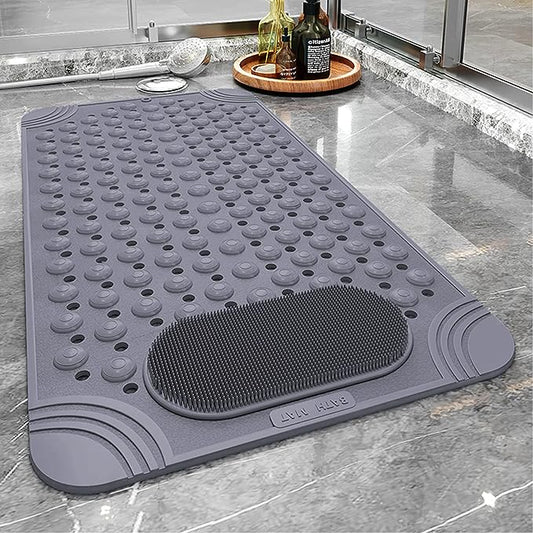 Bathtub Mat Non-Slip Shower Mat with Drain Holes Suction Cups, Quick Drying Easy Cleaning, Feet Massage, Bath Mat for Tub & Shower Stall & Bathroom, Machine Washable