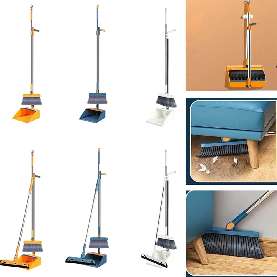 Rotating Long Broom & scoop dustpan set 180°