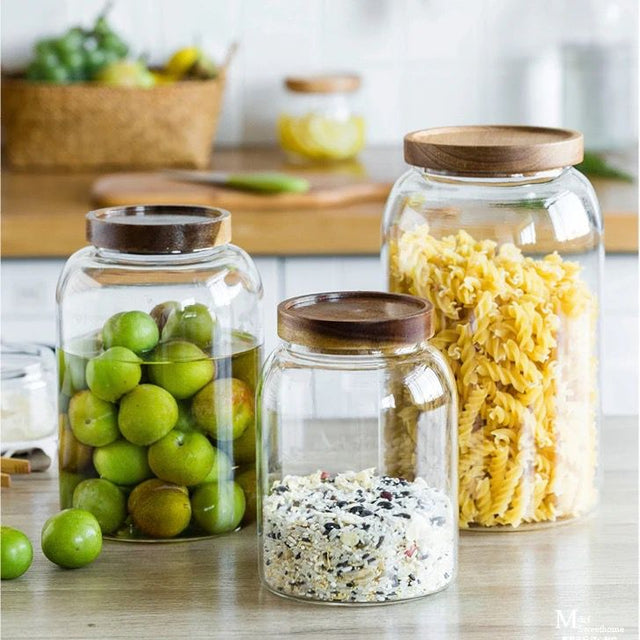 acacia lid, borosilicate glass storage 3 L capacity