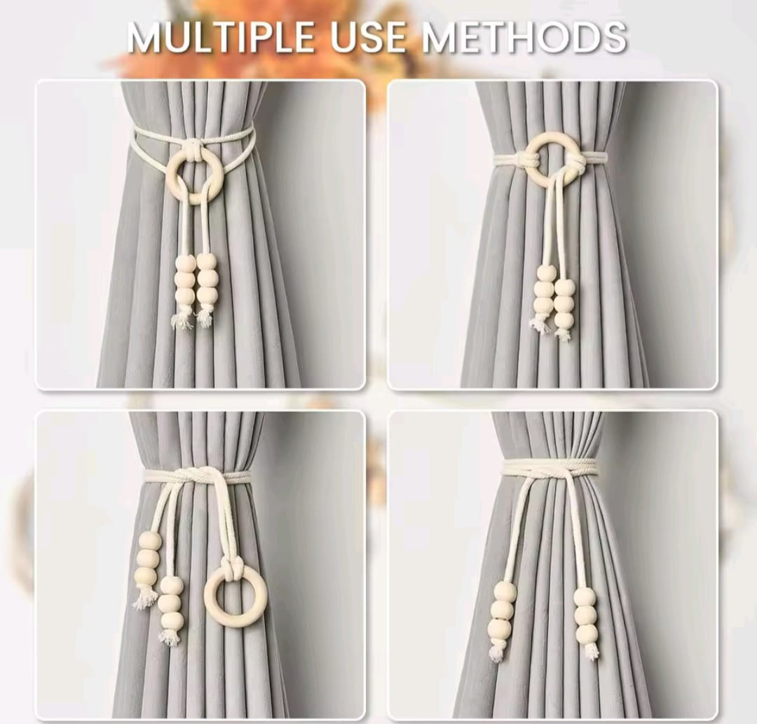 Natural Cotton Rope Curtain Tiebacks – Set of 2
