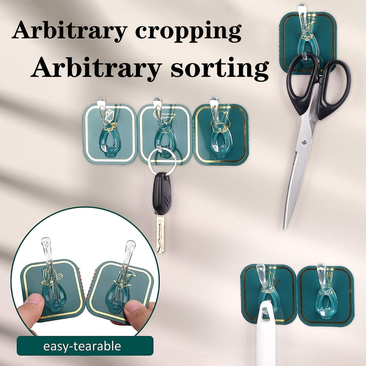 Wall-Mounted 6-Row Self-Adhesive Sticky Hook Set