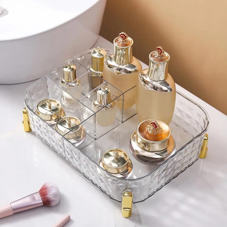 Large Capacity Multi Grids Transparent Make Up/ cosmetics Organizer