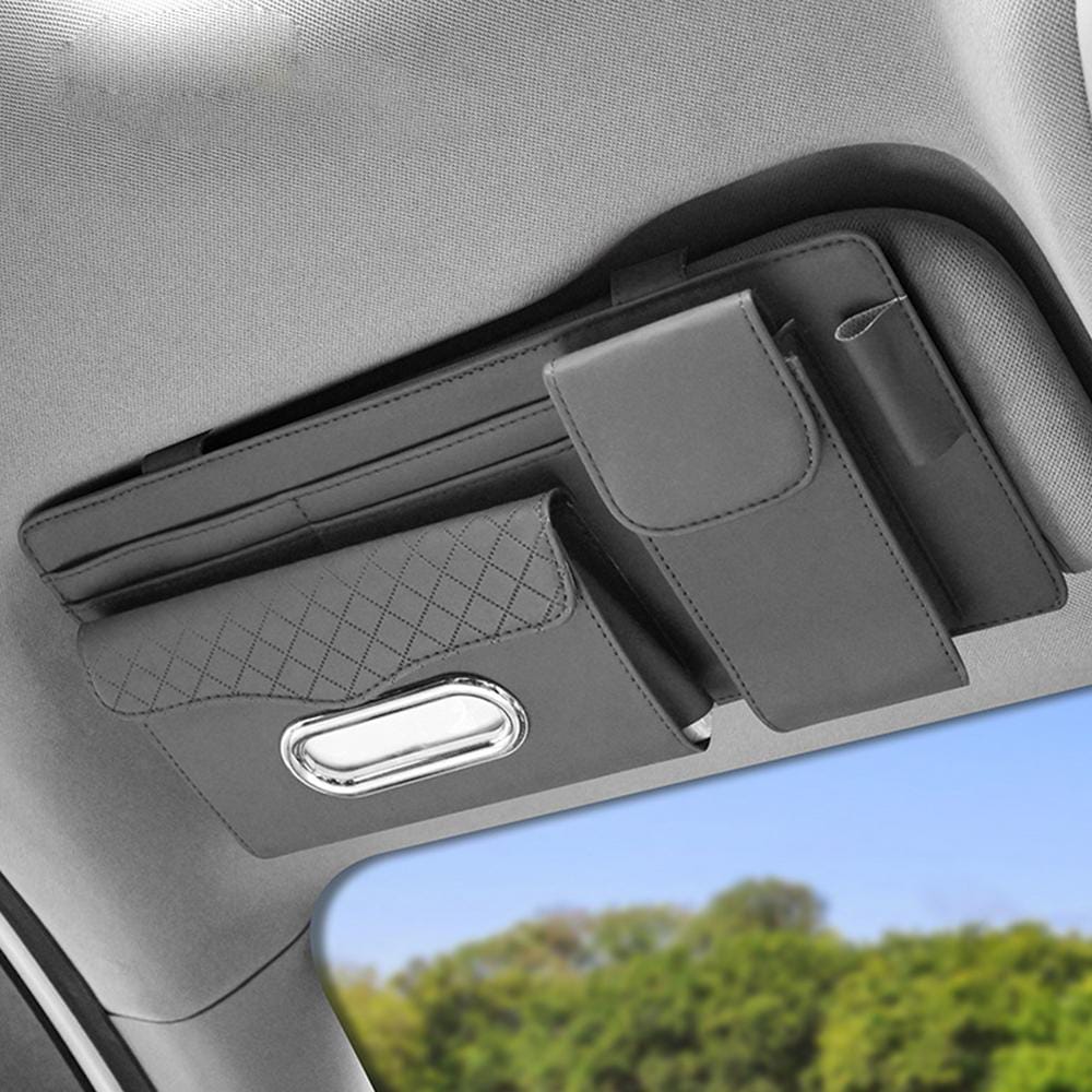 Multifunctional car Sun visor organizer storage bag with tissue Holder,pen holder, glasses case,documents holder