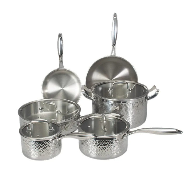 Triply Stainless Steel Cookware Set – Hammered Design 10pcs