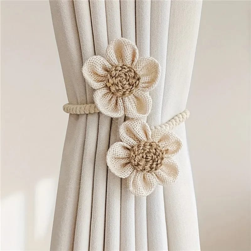 Flower Shape Curtain Tieback Elastic Band Window Curtain Buckles Magnetic Buckle Curtain Rope Holders Kids Room Home Decor