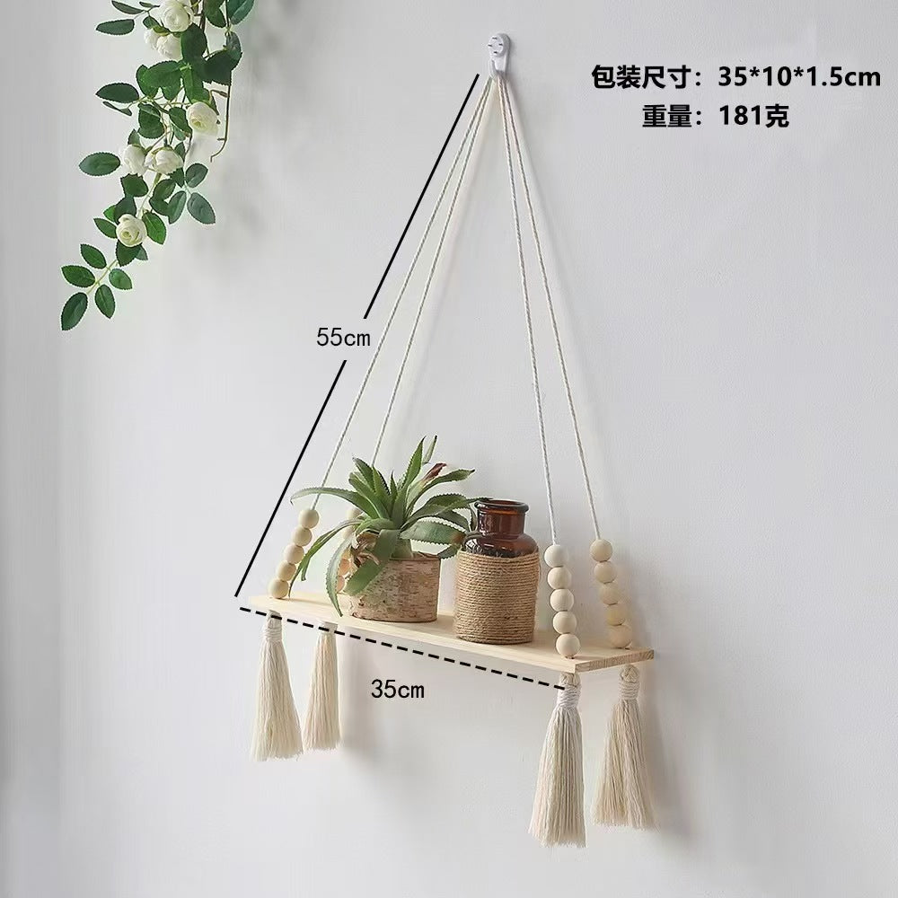 Macrame Wall Hanging Shelf — 55 cm height by 35 cm length by 9.5 cm width
