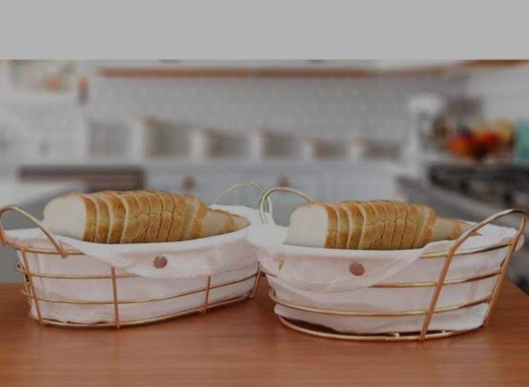 Gold frame black cloth /silver frame white cloth storage bread basket
