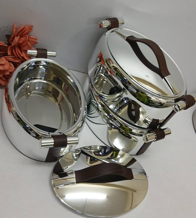 Hotpot set stainless steel mirror finish oval with open lid — iDecorators Kenya