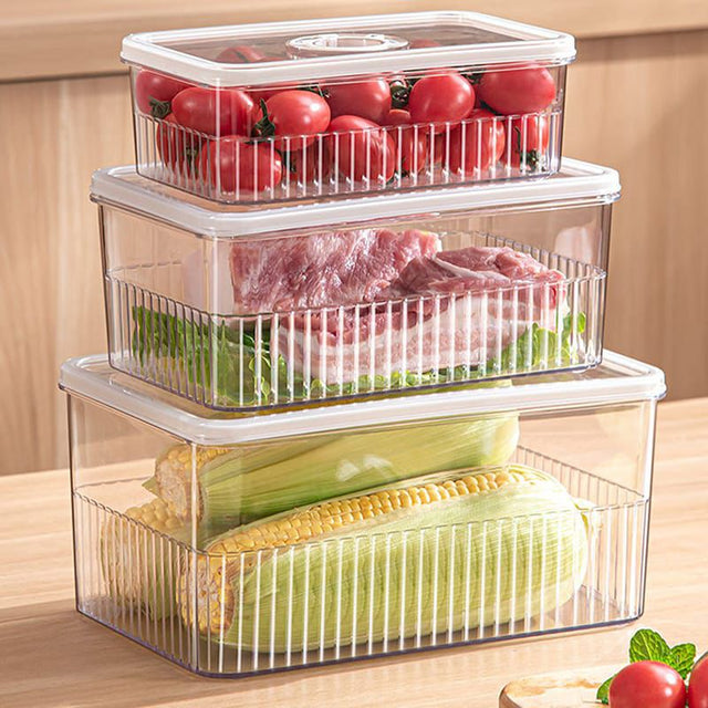 Acrylic Airtight Fridge Organizer Set Transparent 3pcs bli