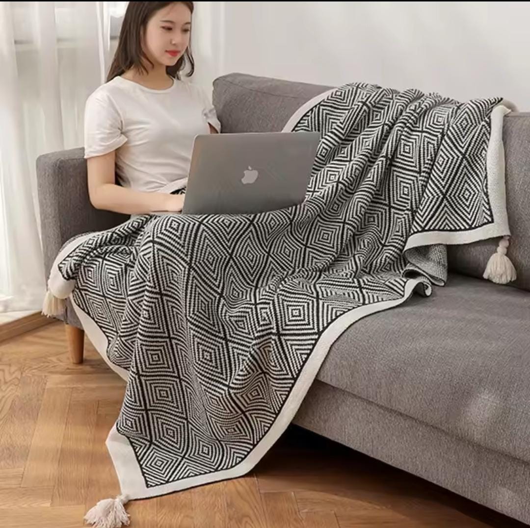 Bohemian knitted throw blankets