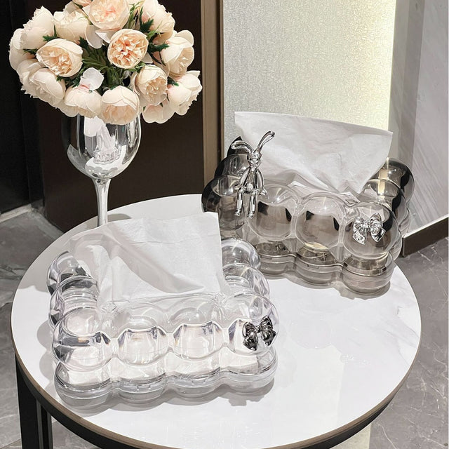 Bubble Acrylic Tissue Box Holder Bunny/Bow