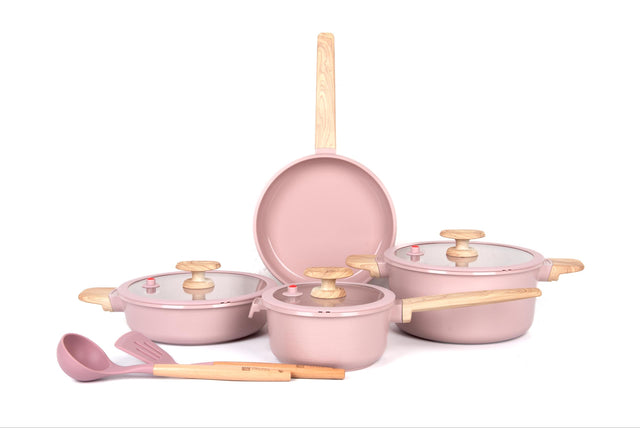 Ceramic cookware set pink crackle glaze pots — iDecorators Kenya