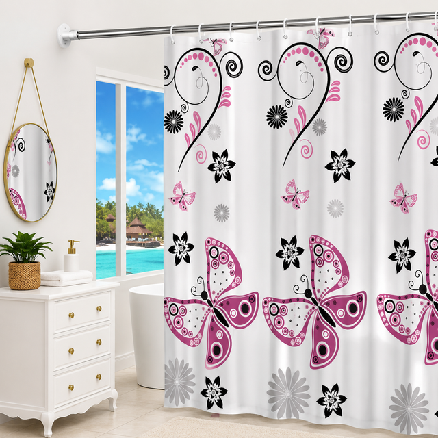 PEVA Shower Curtain — 180cm × 200cm with Hooks