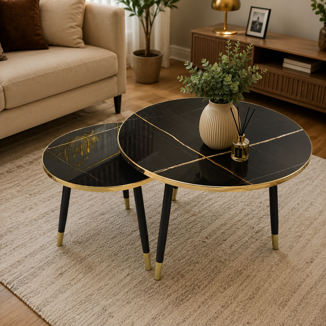 2-in-1 Glossy Wooden Coffee Table — Shiny Top Living Room Centre Table