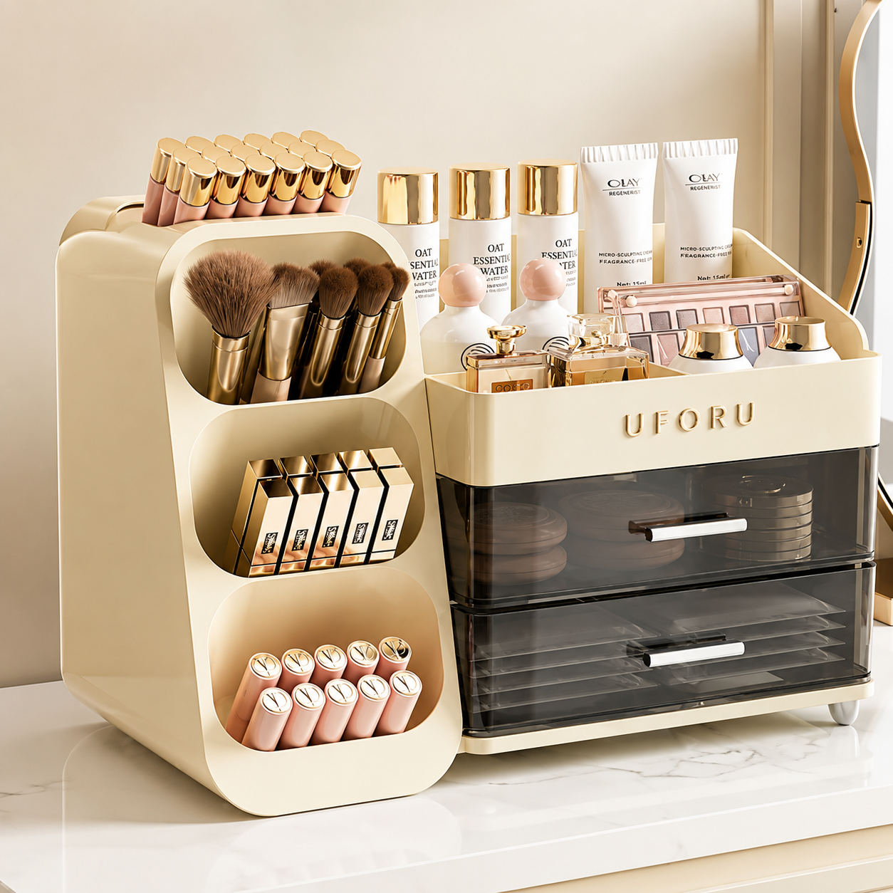 Multi-Grid Makeup Storage Organizer