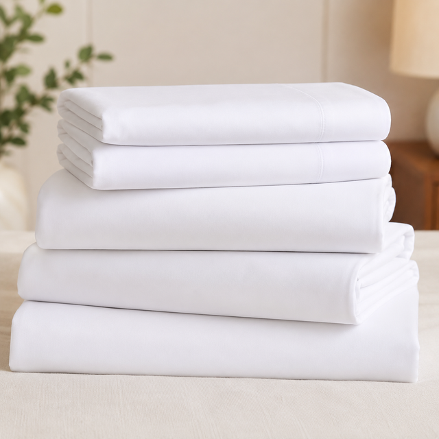 white plain 6×6 / 6×7 Bed Sheet Set