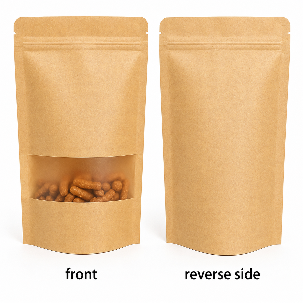 Small Kraft Stand-Up Ziplock Bag (20cm × 12cm) 50 pcs pack