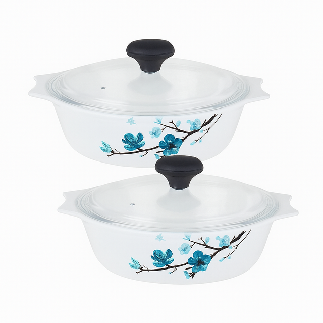 4 pcs Glass Casserole set with Plastic Lid
