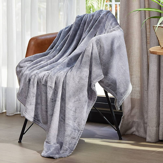 Coral Fleece Throw Blanket – Silver Grey (6 × 6 ft)