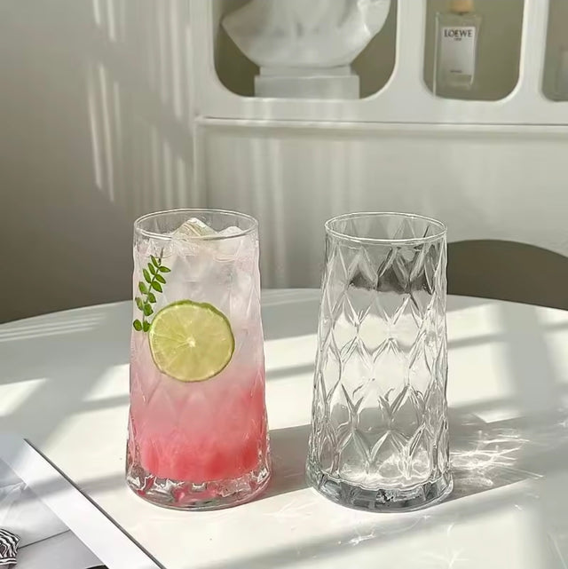 Diamond Embossed Drinking Glasses 6PCS set