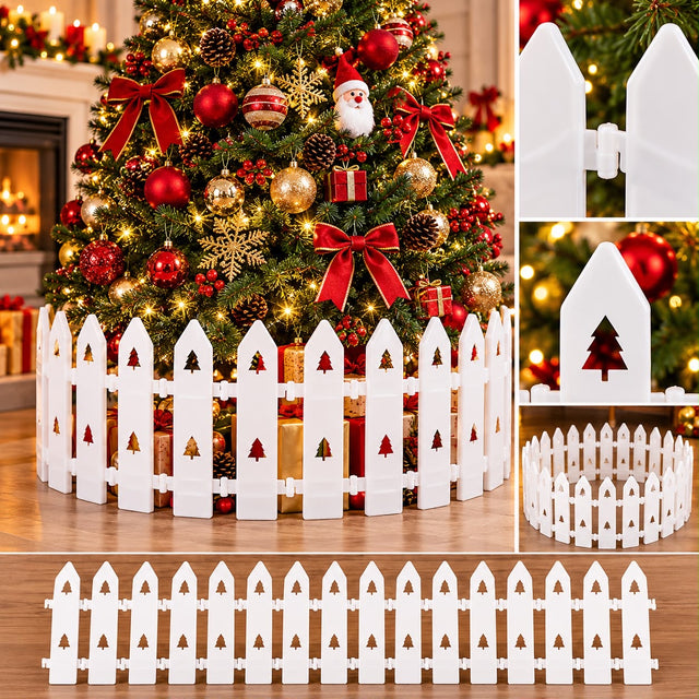 Christmas tree fence white plastic picket panels around tree — iDecorators Kenya