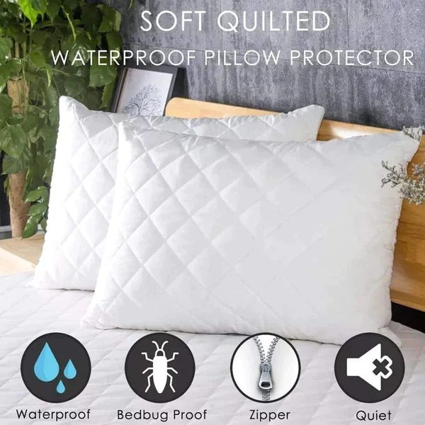 Washable Quilted waterproof pillow protector[PAIR]