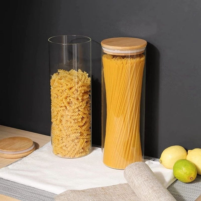Glass Storage Jar with Bamboo Lid 2000ml