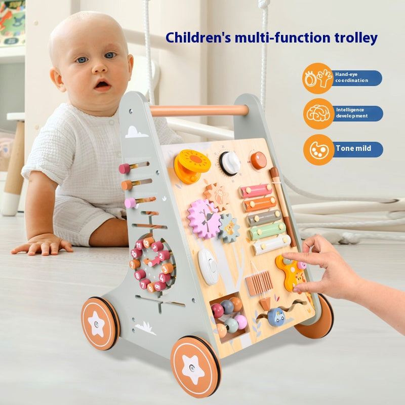 Wooden Baby Walker with Activity Center