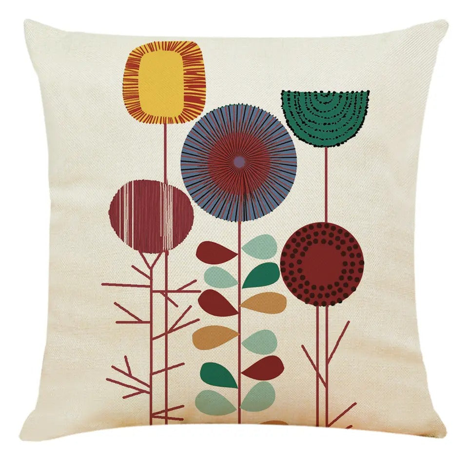 Hand-painted Elements of Cotton And Linen Pillow Covers