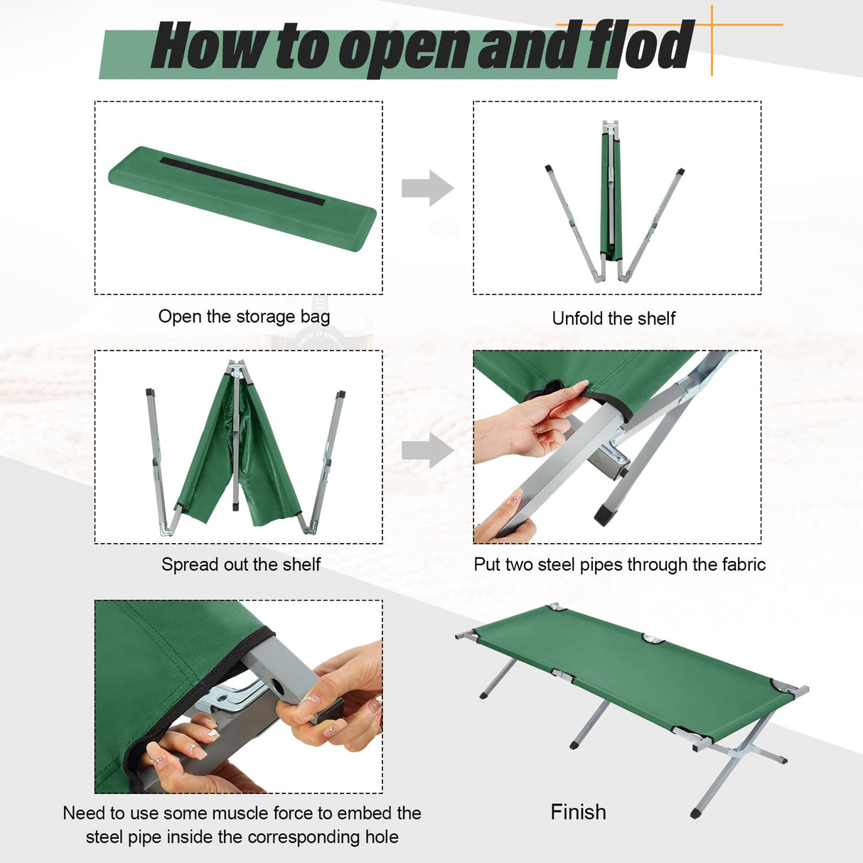 Household aluminum alloy camping folding bed