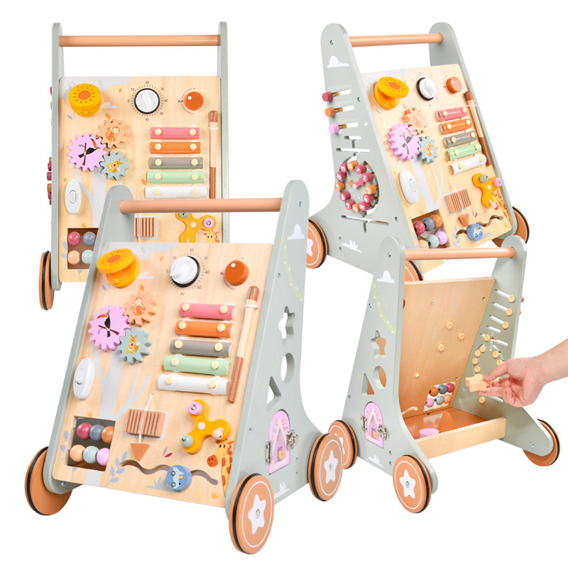 Wooden Baby Walker with Activity Center