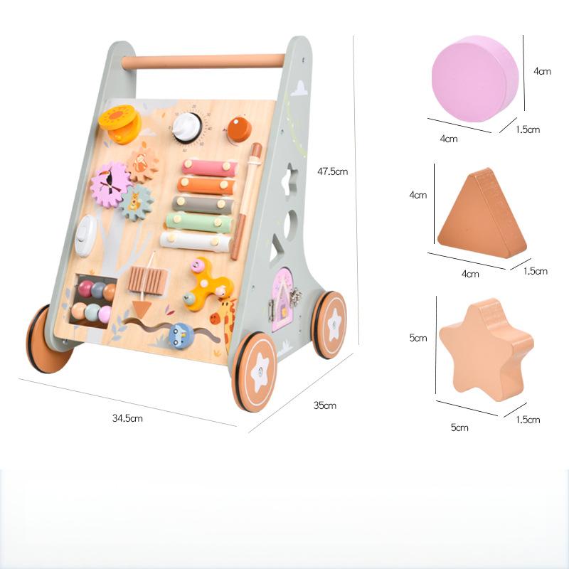 Wooden Baby Walker with Activity Center