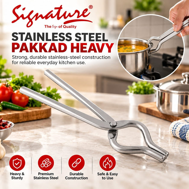 Heavy Stainless Steel Pakkad Pot Holder and Sufuria Gripper — 9 mm sig