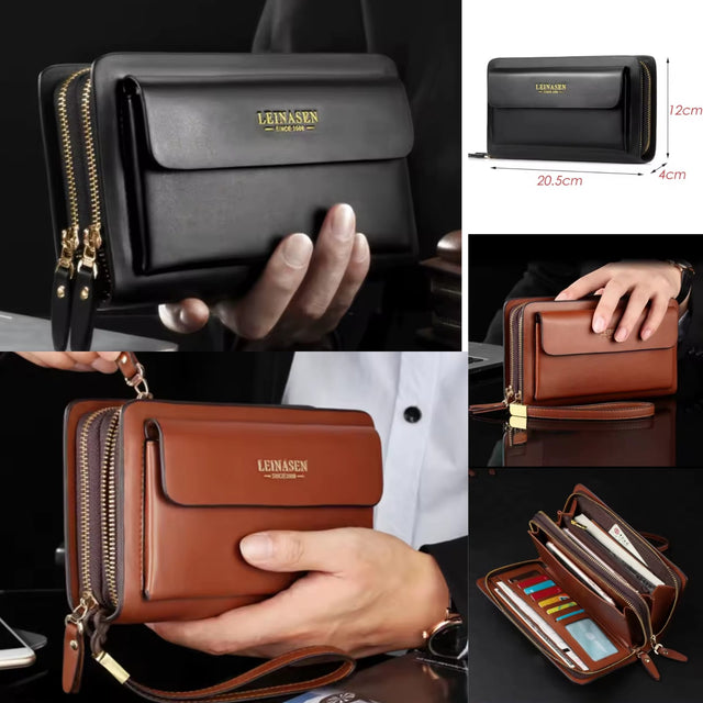 High-End Business Model Clutch Bag – Description
Colours: Black & Brown
Size: 20.5 × 12 × 4 cm
Material: Quality leather
Design: Double zipper with coin slot
Features: Anti-scratch & waterproof
Style: Classic, elegant fashion
Ideal For: Daily use & a perfect gift for ladies