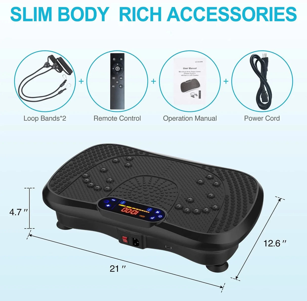 Ultra Slim Vibration Plate Exercise Machine, 5 Programs + 99 Levels,Full Whole Body Vibration Machine For Home Fitness