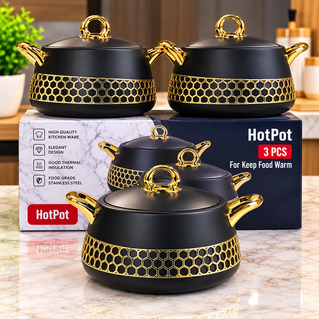 Black Luxurious Insulated Casserole Food Warmer Set spn
