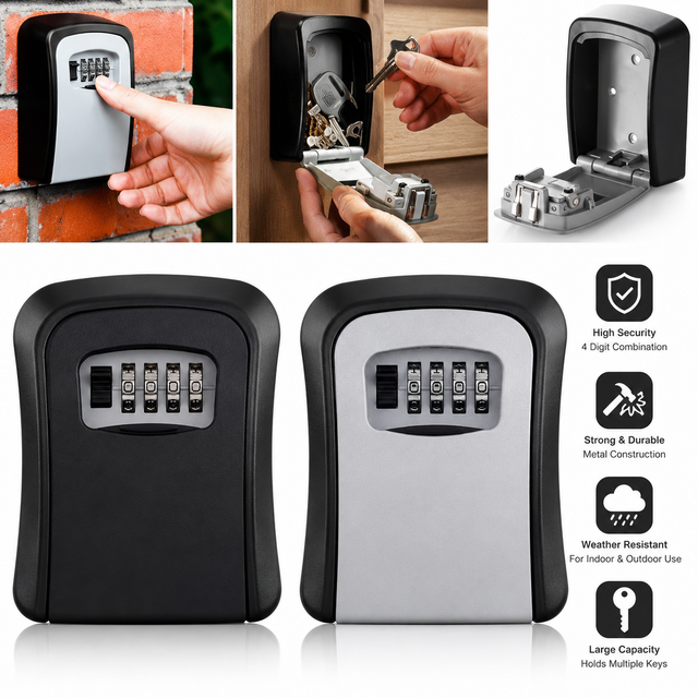 Metallic Key Lock Box Wall Mounted Key Safe
