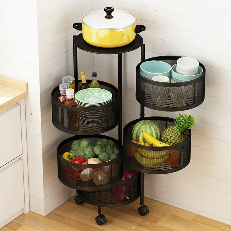 Floor Mobile Rotating Storage Rack 5 tier