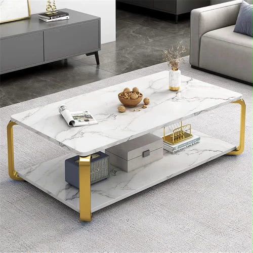Modern Marble Coffee Table with Gold Legs beb