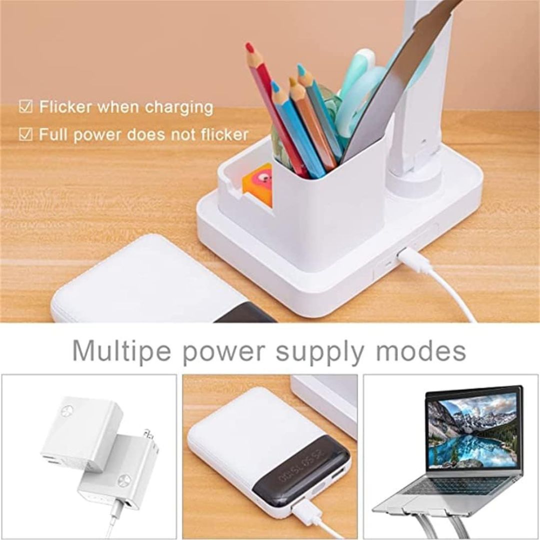 LED Desk Lamp with Dual Heads with pen holder