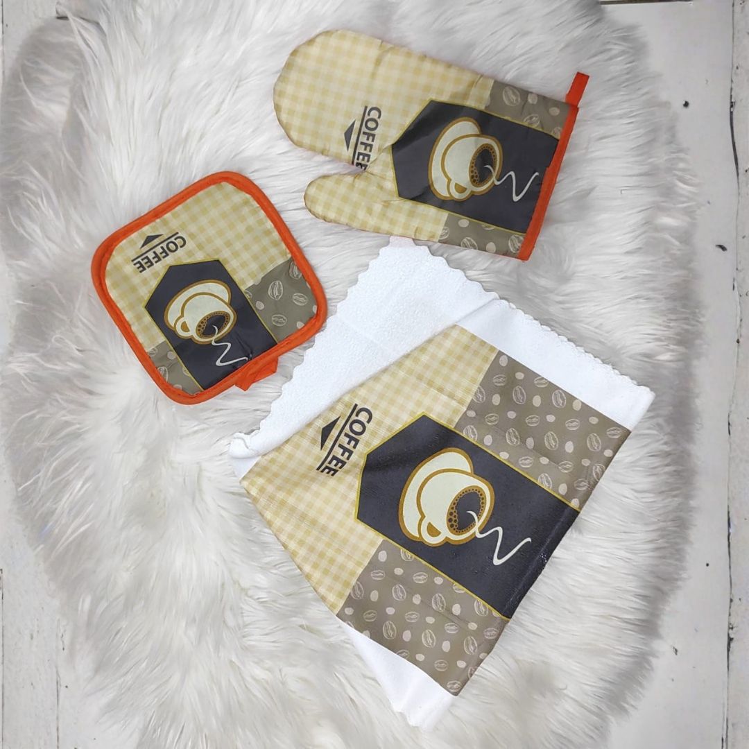 Kitchen Glove Set – Oven Mitts, Pot Holder & Pad 3pcs set
