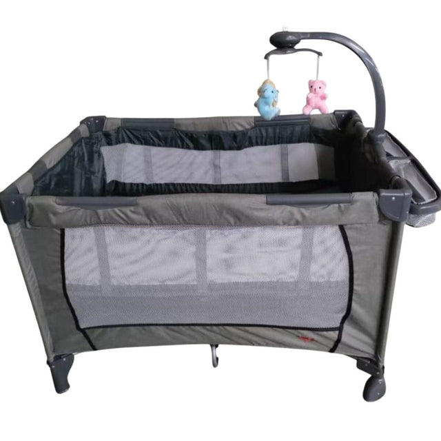 Baby Cots / Playpens
A safe and comfortable space for your baby to sleep or play, designed with convenience and care in mind.
Key Features:
• Multi-purpose use – Can be used as a baby cot or playpen
• Hanging toys – Stimulates baby’s senses and keeps them engaged
• Fitted mosquito net – Offers protection from insects while sleeping
• Breathable mesh sides – Ensure good airflow and visibility
• Sturdy frame – Provides reliable support and safety
• Compact & portable – Easy to fold and move around
